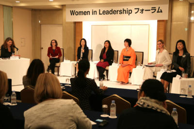 a group of women with the words women in leadership above their heads